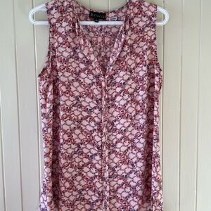 Bobeau Pink Floral Sleeveless Blouse - s